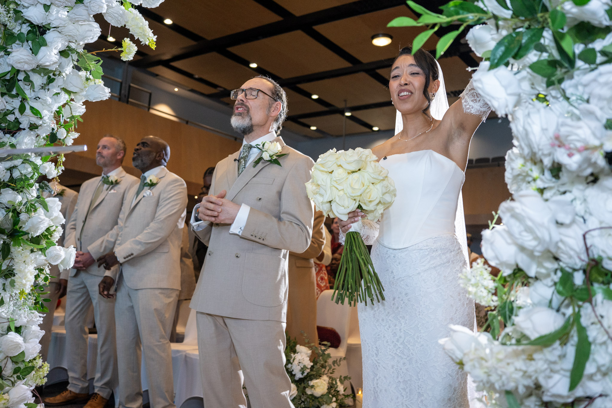 A bride entering her wedding ceremony