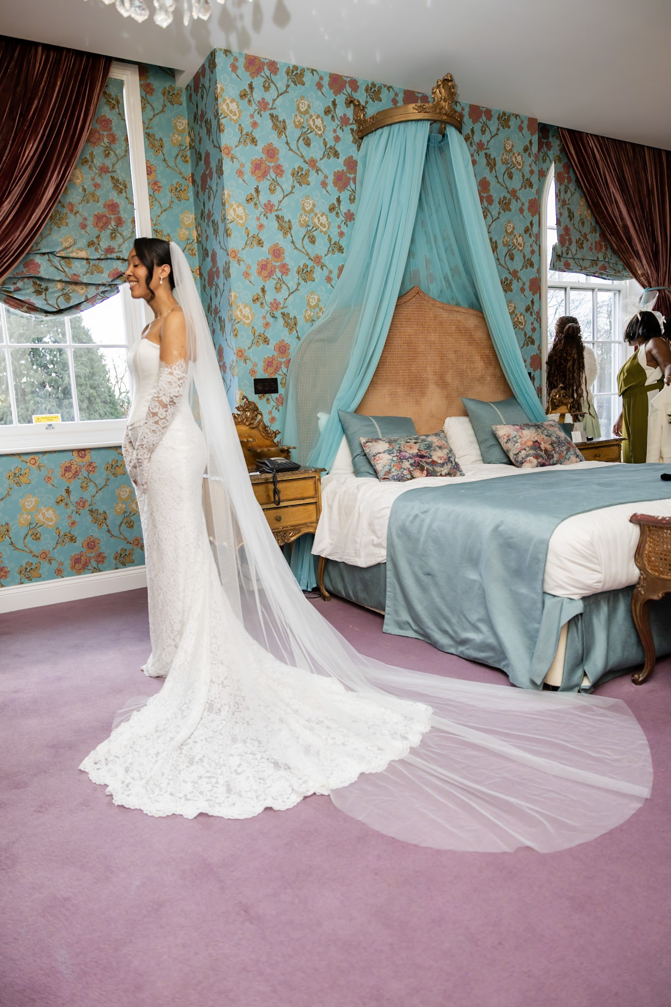 Wedding dress in a bedroom