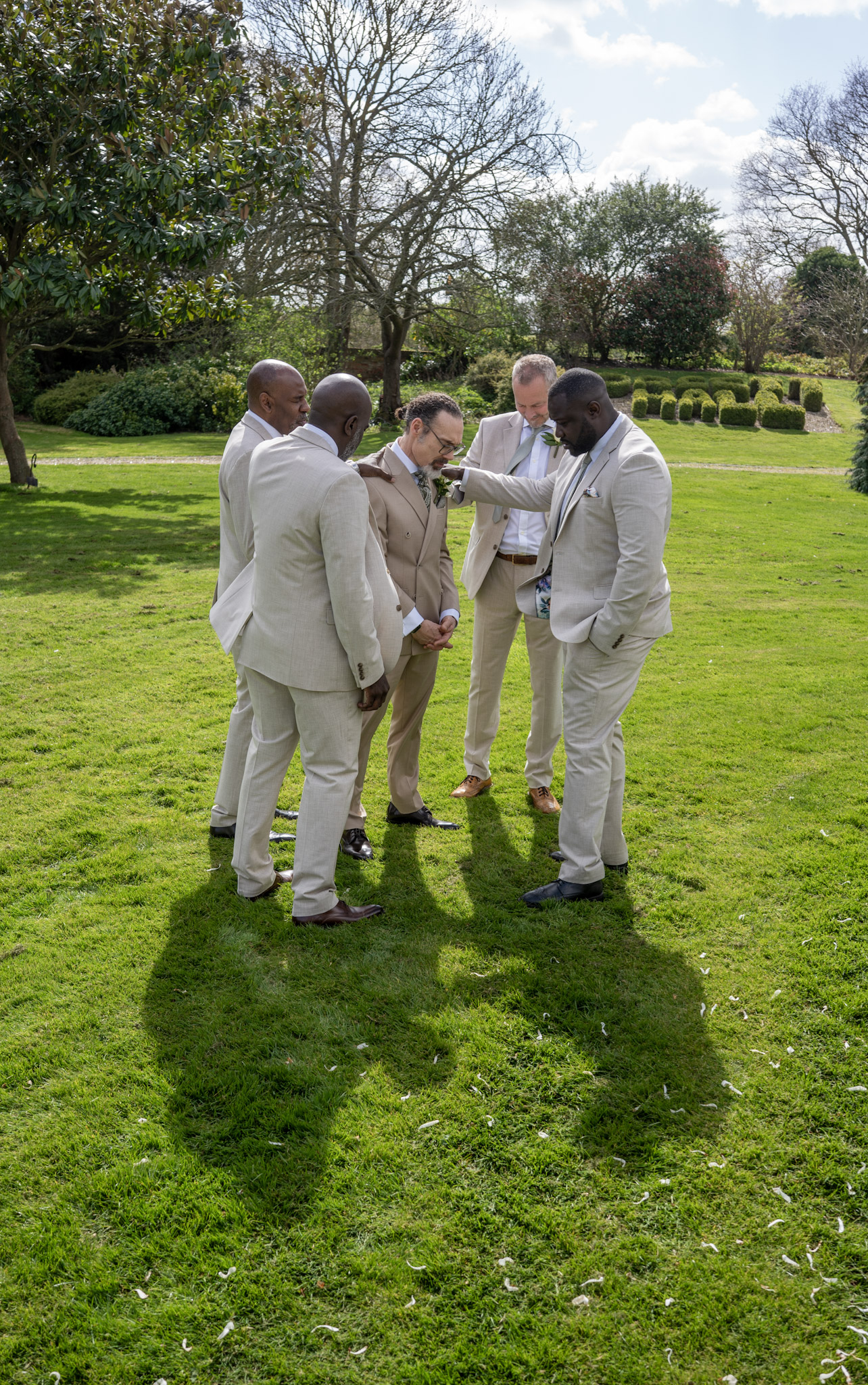 Groomsmen outdoors